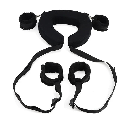 Ghallas intimate restraint set for couples with black padded cuffs and adjustable straps